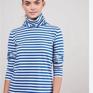 KULE blue and White Striped Turtleneck